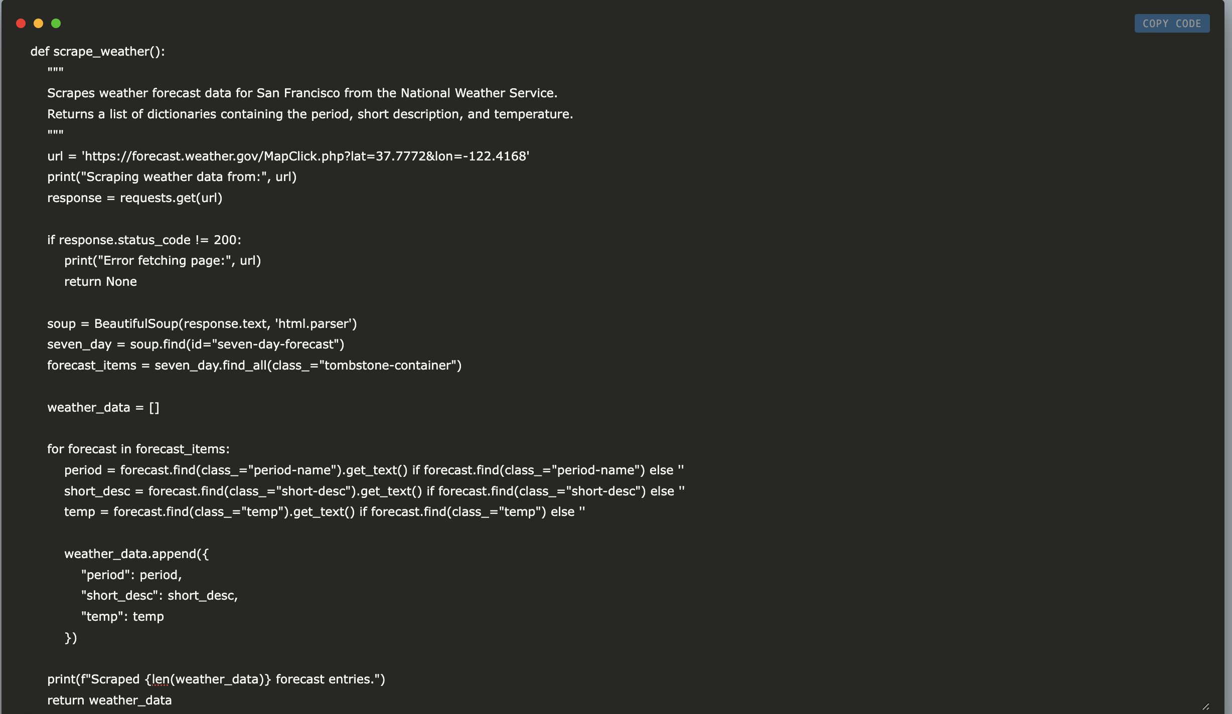 Construyendo un raspador de datos meteorológicos interactivos en Google Colab: una guía de código para extraer, mostrar y descargar datos de pronóstico en vivo usando Python, Beautifulsoup, solicitudes, Pandas y IpyWidgets